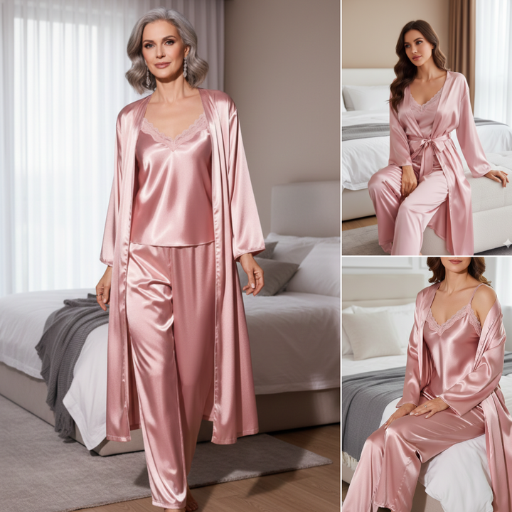 Isabella | 3-Piece Satin Robe Nightwear Set